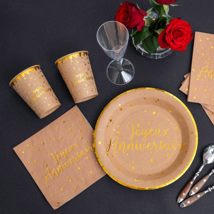Assiettes Joyeux Anniversaire doré