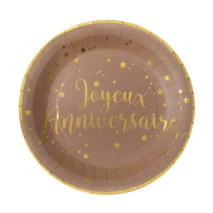 Assiettes Joyeux Anniversaire doré
