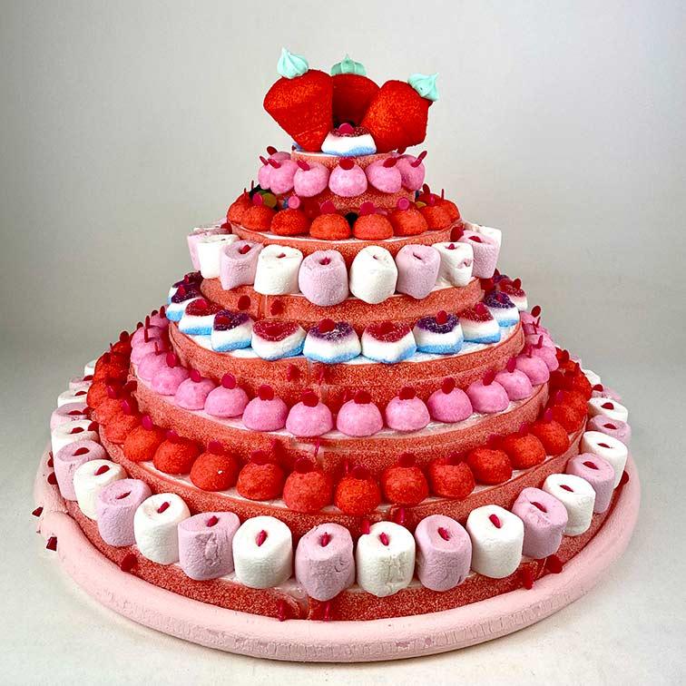 Gâteau de bonbons sur socle rond en polystyrène
