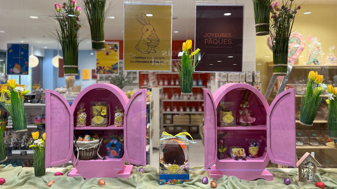 Vitrine de Pâques avec chocolat artisanal – Perle de Sucre Pessac