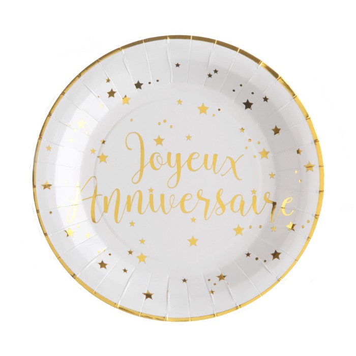 Assiettes Joyeux Anniversaire doré