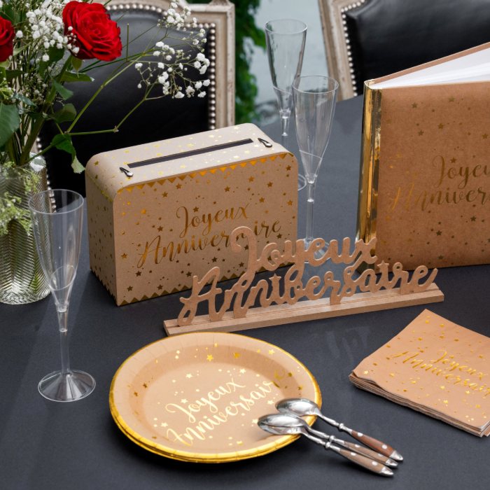 Assiettes Joyeux Anniversaire doré