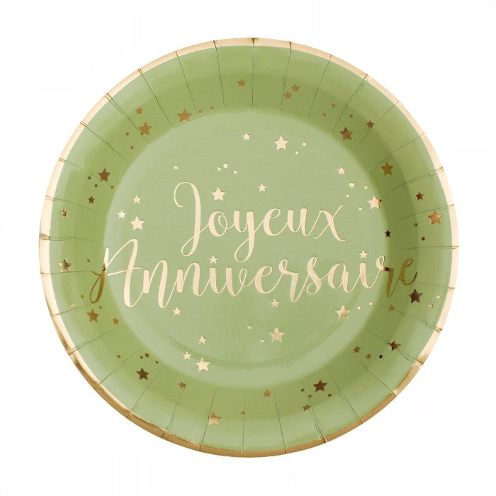 Assiettes Joyeux Anniversaire doré