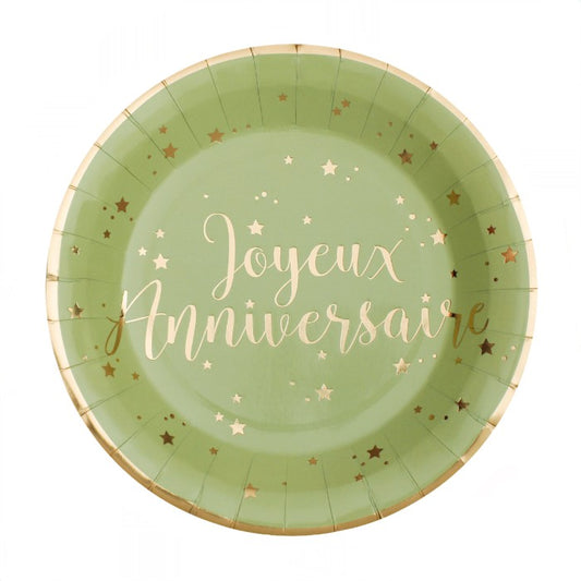 Assiettes Joyeux Anniversaire doré