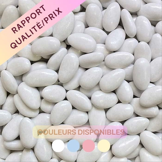 Dragée amande Longuette d'Espagne, bon rapport qualité prix pour grandes réceptions et contenants. DIsponible à Pessac près de Bordeaux