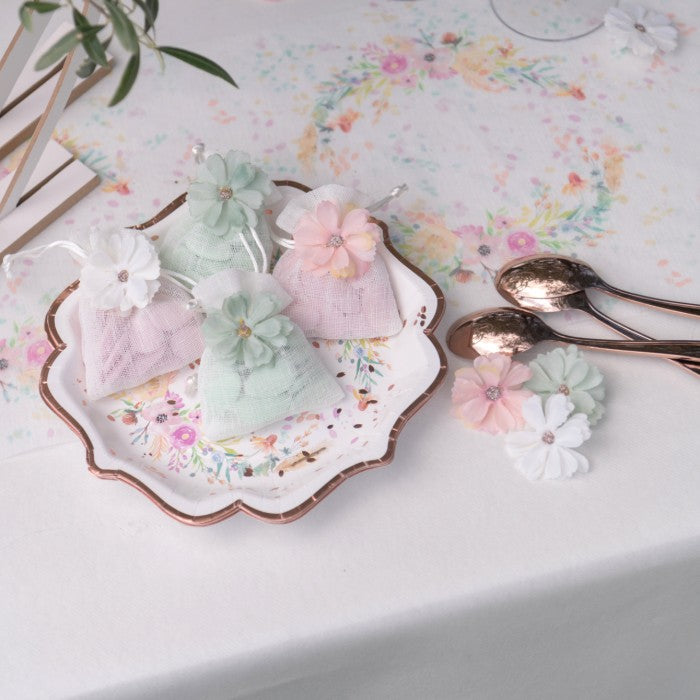 Lot de 12 fleurs en tissu