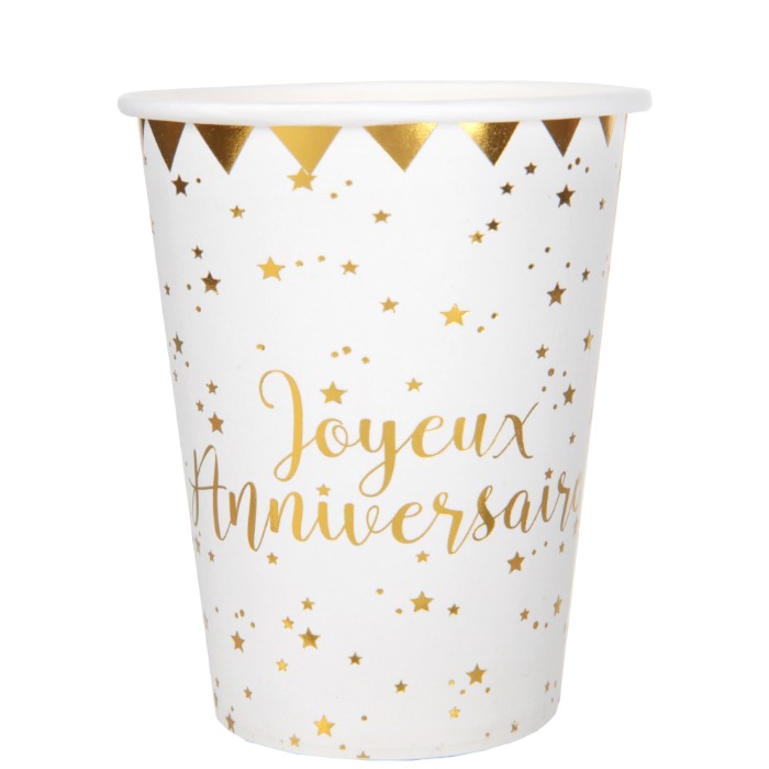 Gobelets Joyeux Anniversaire doré