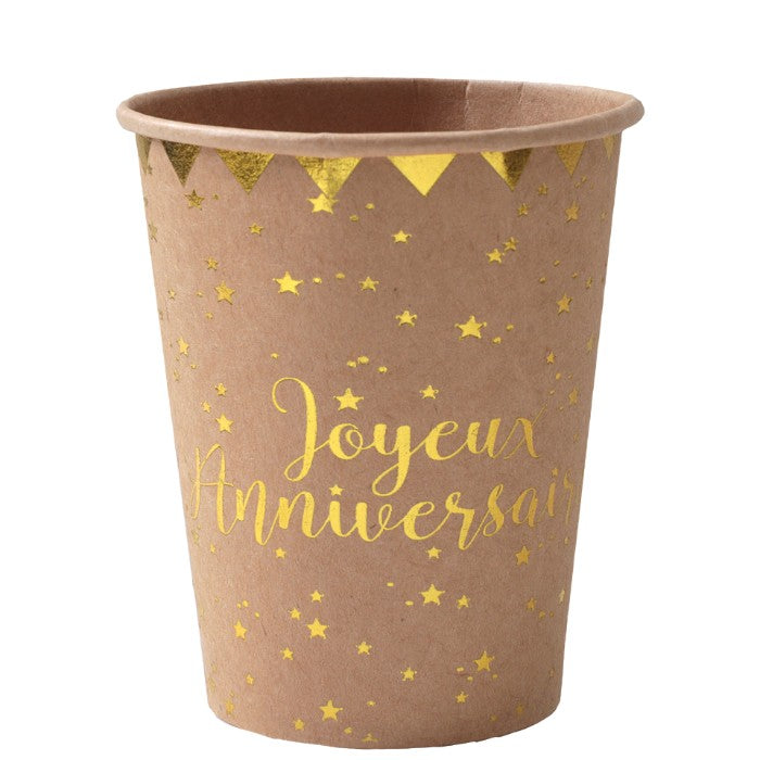 Gobelets Joyeux Anniversaire doré