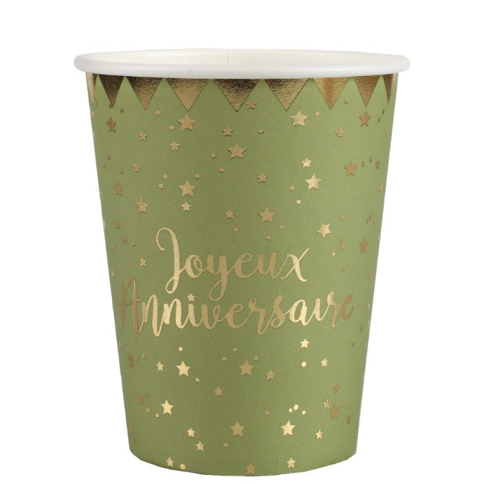 Gobelets Joyeux Anniversaire doré