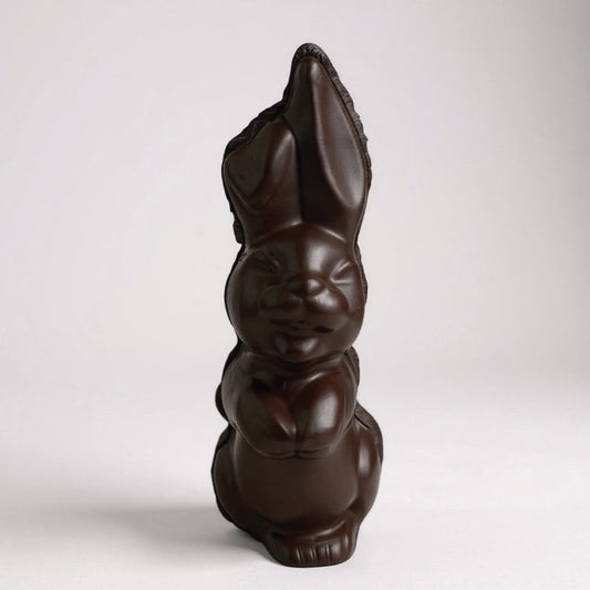 Lapin rigolo en chocolat noir 100 g – Hauteur 17 cm