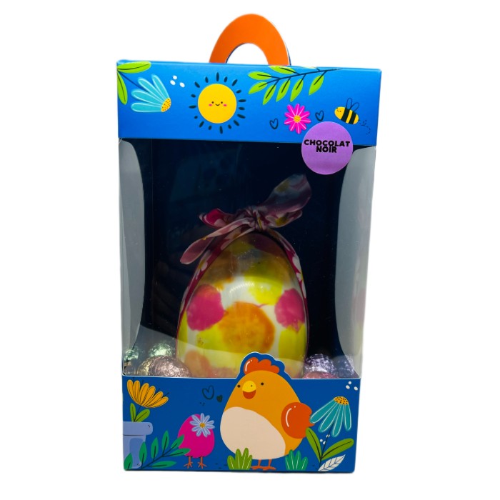 Œuf peint artisanal 12 cm – Chocolat noir ou lait