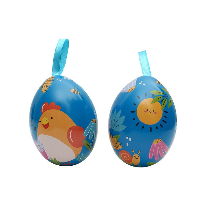 Œufs en métal garnis – Chocolats caramel & petits œufs de Pâques