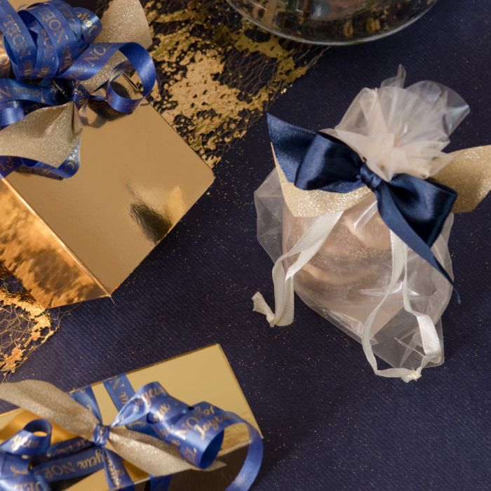 Lot de 6 grands pochons organza blancs