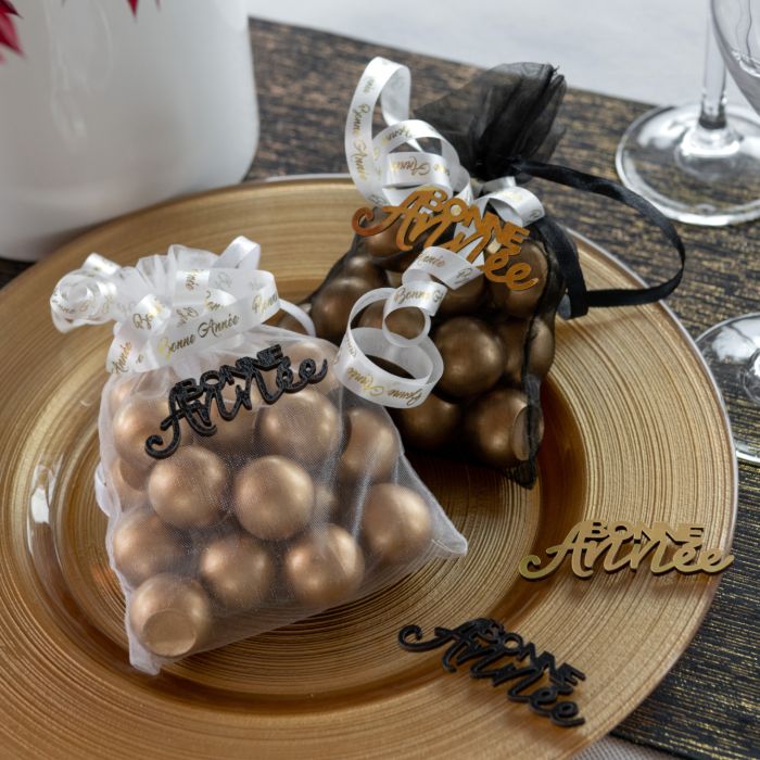 Lot de 6 grands pochons organza blancs