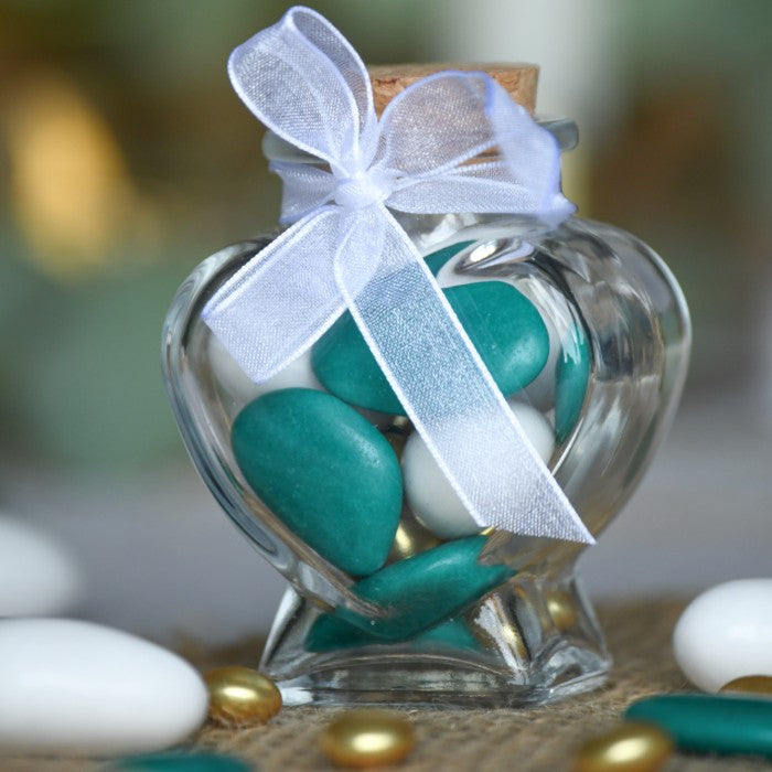 Lot de 12 pots coeur en verre