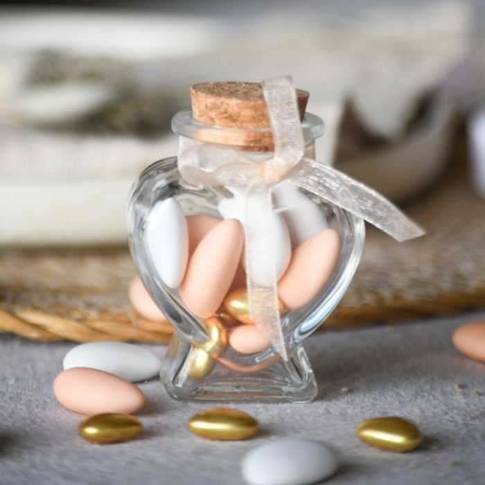 Lot de 12 pots coeur en verre