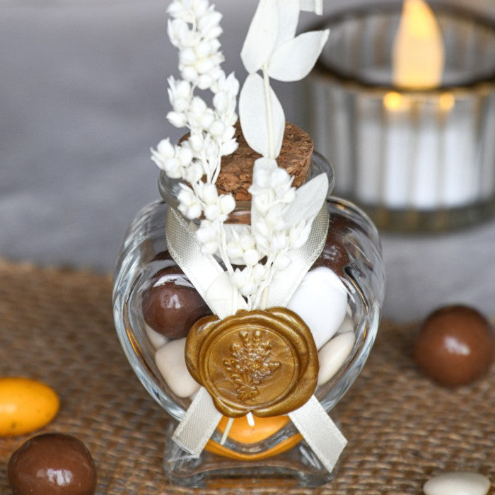 Lot de 12 pots coeur en verre