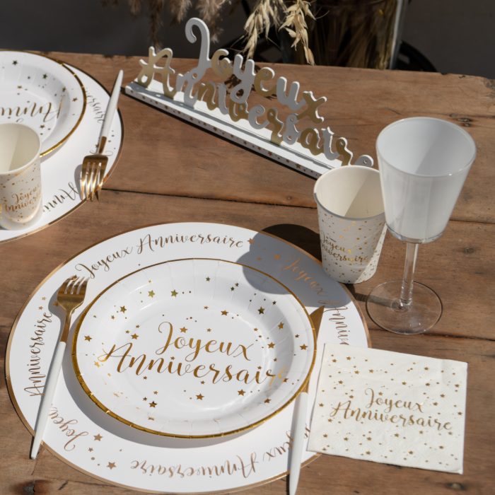 Serviettes Joyeux Anniversaire doré