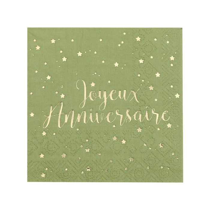 Serviettes Joyeux Anniversaire doré