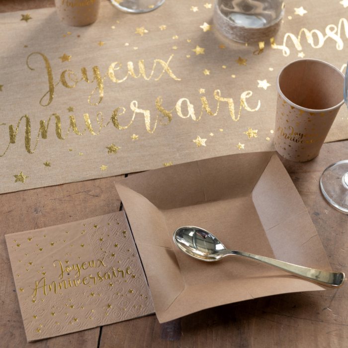Serviettes Joyeux Anniversaire doré