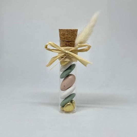 eprouvette tube dragee champetre plumeau raphia